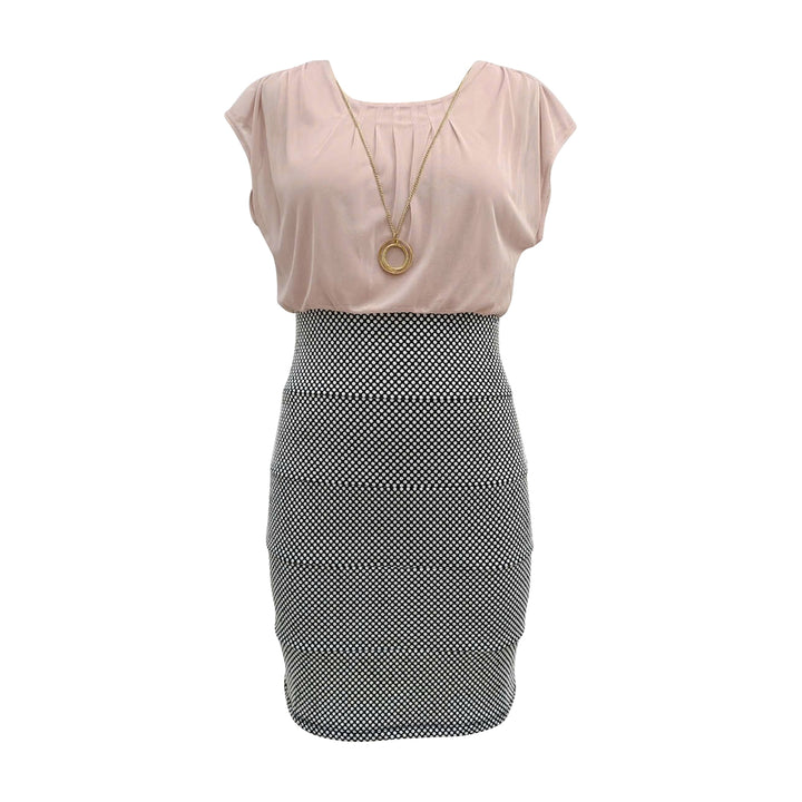 Chiffon Relaxed top and Tweed Pencil Skirt mini Dress