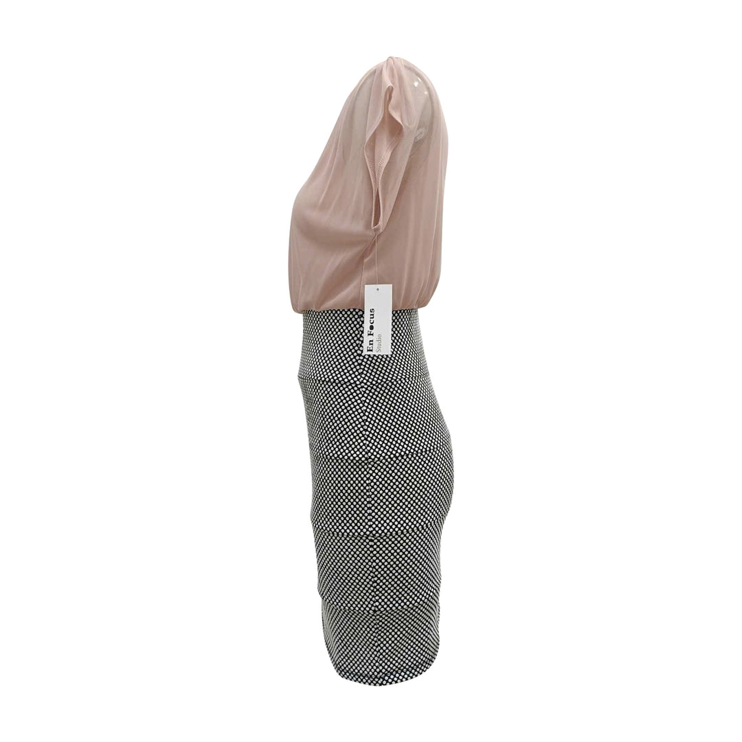 Chiffon Relaxed top and Tweed Pencil Skirt mini Dress