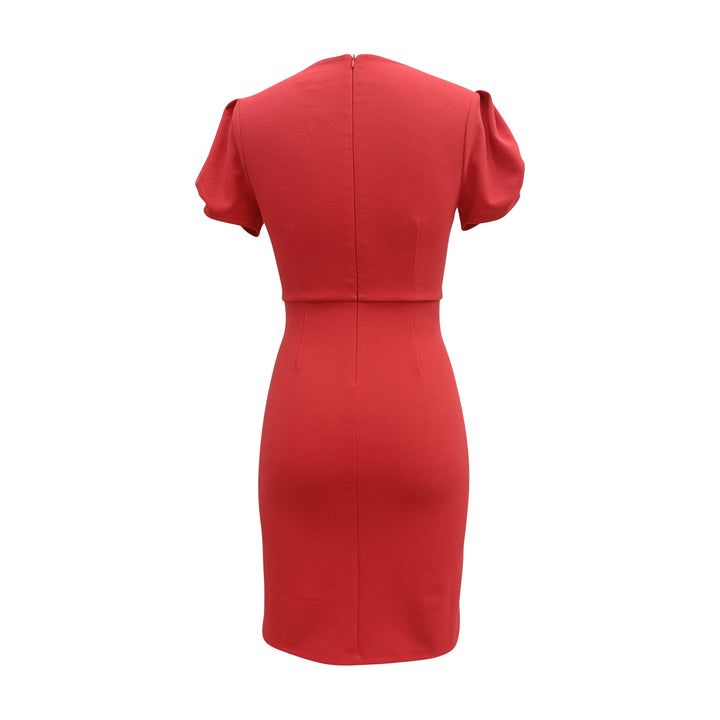 Ribbon Puff Sleeves Solid mini Dress