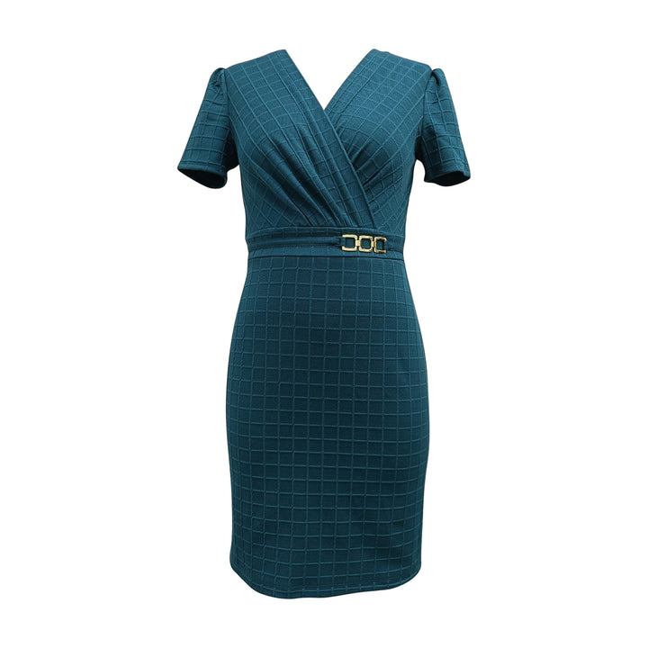 Wrapped Gold Buckle Trim Pencil mini Dress