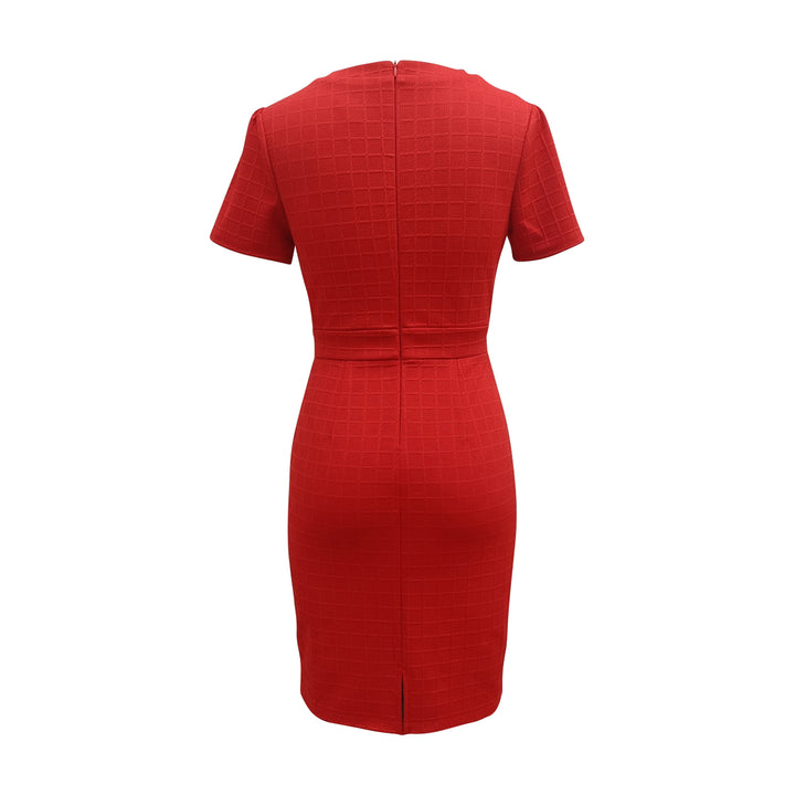 Wrapped Front Gold Buckle Trim Pencil mini Dress