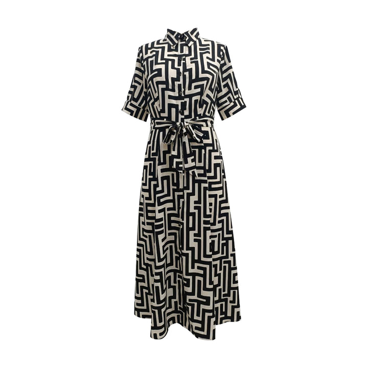 EN FOCUS STUDIO Maze Half Sleeves Shirt Maxi Dress