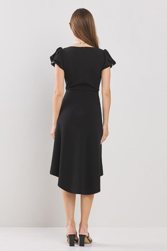 Square Neck Rhinestone Detail hi-lo midi Dress