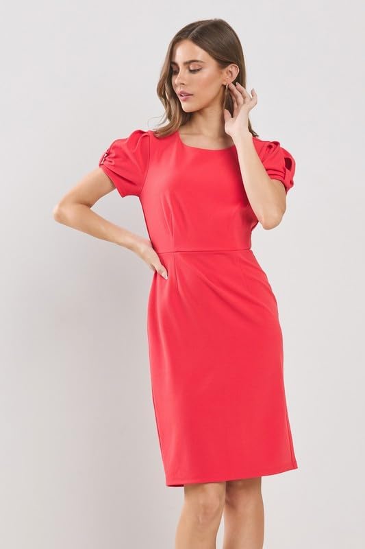 Ribbon Puff Sleeves Solid mini Dress