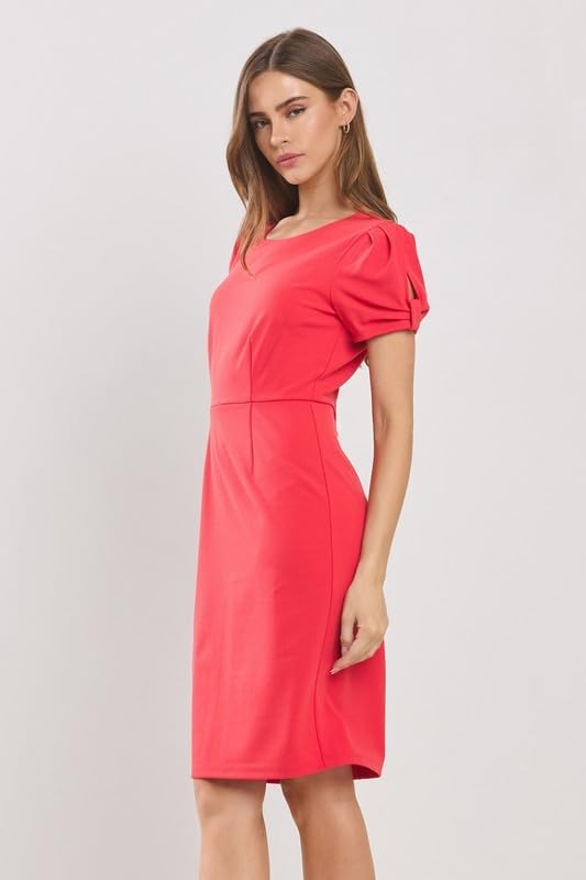 Ribbon Puff Sleeves Solid mini Dress