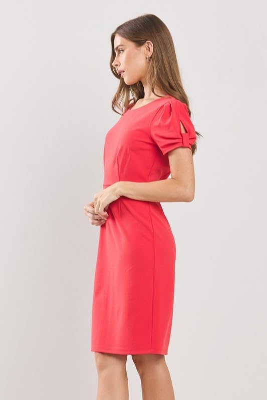 Ribbon Puff Sleeves Solid mini Dress