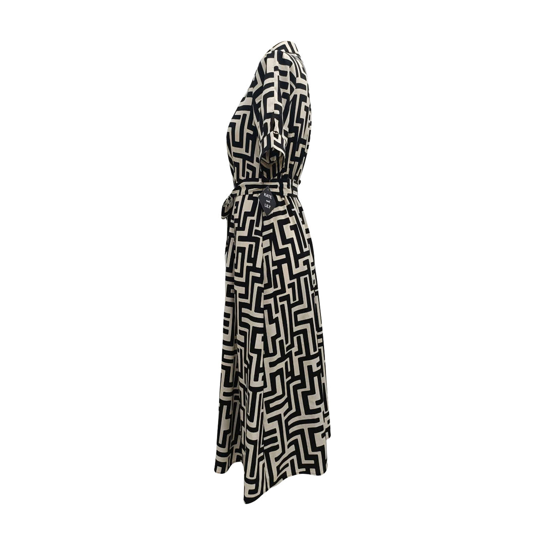 EN FOCUS STUDIO Maze Half Sleeves Shirt Maxi Dress